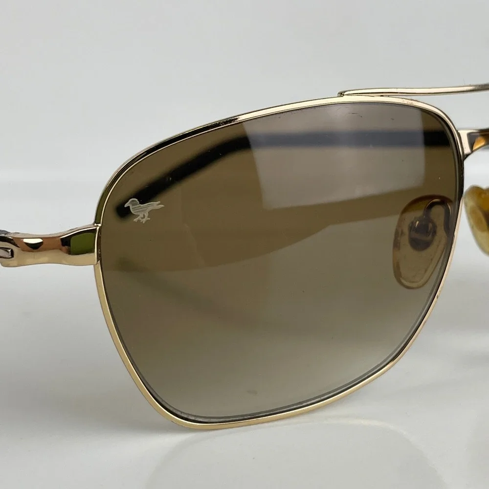 Modern Amusement Aviator Sunglasses Gradient 7s Gold/Brown Leather Y2K 59-14-130